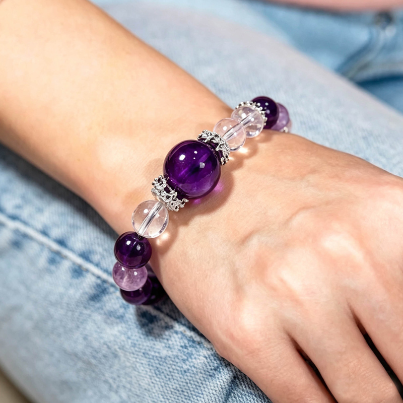 natural amethyst bracelet for women 8mm crystal healing anxiety relief gifts for her handmade spiritual meditation stone adjustable calming purple gemstone jewelry natural amethyst bracelet for women 8mm crystal healing anxiety relief gifts for her handmade spiritual meditation stone adjustable calming purple gemstone jewelry