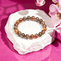 black gold super seven bracelet natural rare crystal for wealth and protection