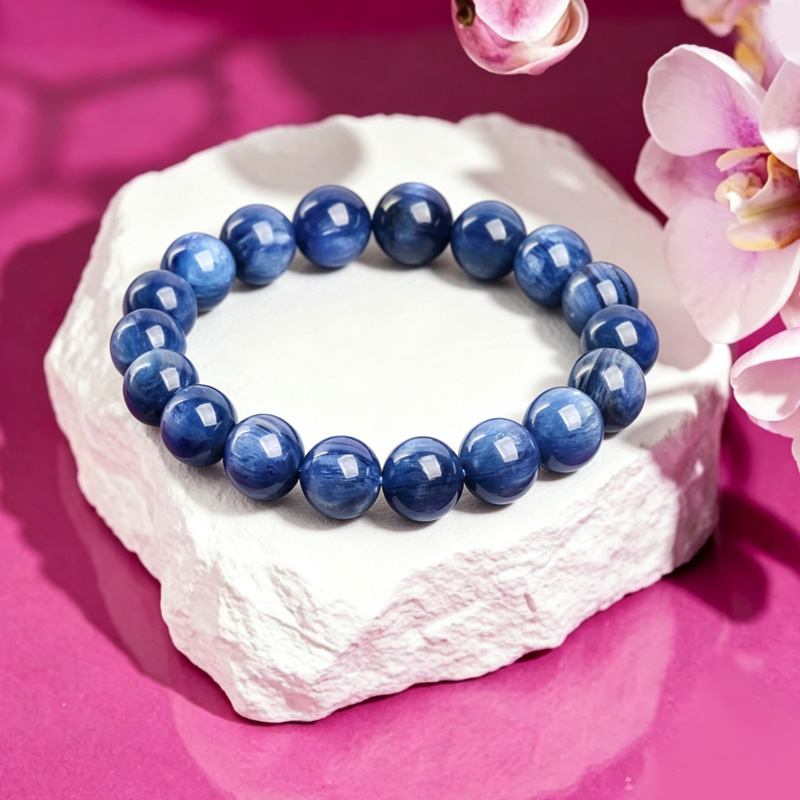 blue kyanite bracelet – calm mind & clear communication natural blue kyanite bracelet for calm mind and clear communication