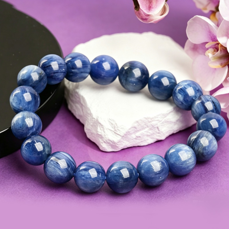blue kyanite bracelet – calm mind & clear communication blue kyanite crystal bracelet on meditation space