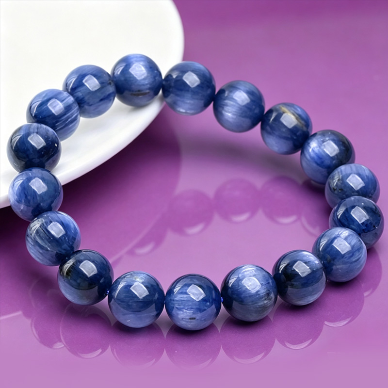 blue kyanite bracelet – calm mind & clear communication stacked blue kyanite bracelet with other crystals chakra alignment