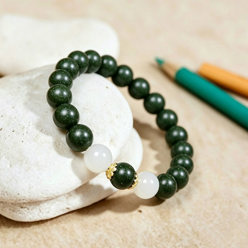 black sleep bracelet right angle natural black beaded sleep aid right angled view