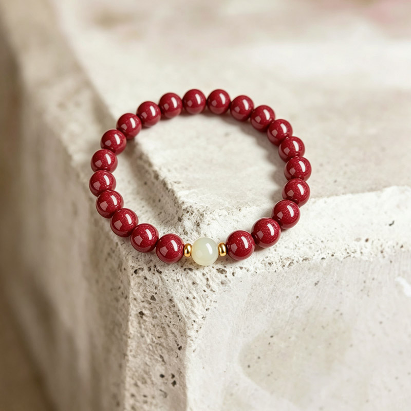 cinnabar bracelet side 03 round cinnabar bracelet side view for positive energy