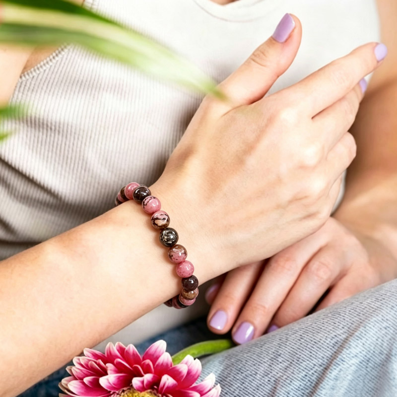 crystal bracelet wrist woman wearing crystal bracelet on wrist for restorative night sleep