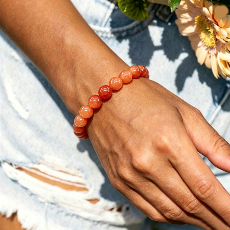 crystal sleep bracelet wrist woman wearing crystal sleep bracelet on wrist for deep restorative rest
