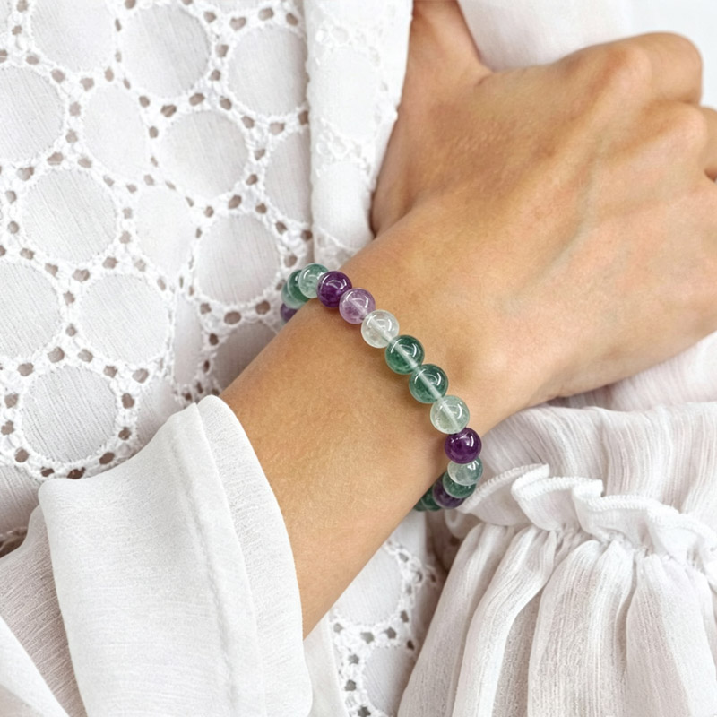 crystal sleep bracelet wrist woman wearing crystal sleep bracelet on wrist for restorative sleep