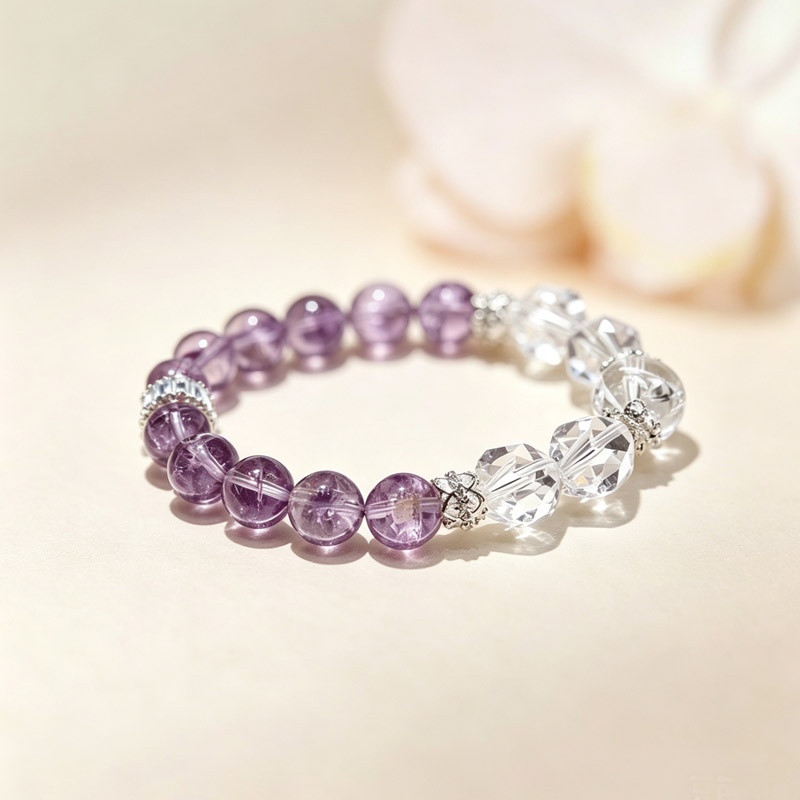 focus stress bracelet flat 02 natural crystal bracelet side flat lay for mental clarity